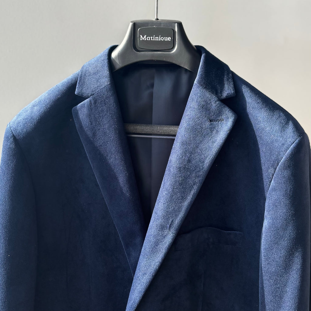 MaGeorge Velvet Blazer in Dark Midnight