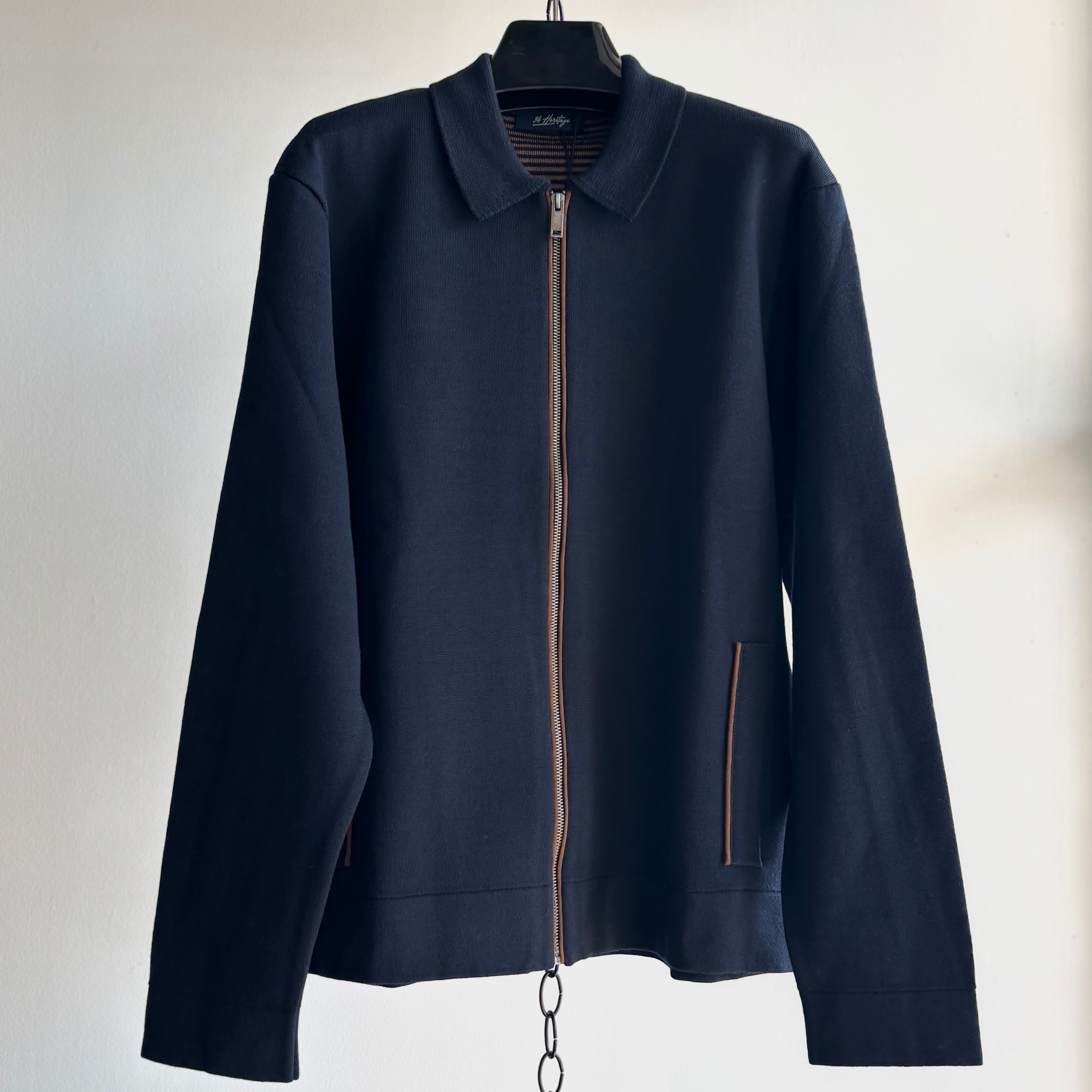 Zip Up Cardigan in Navy