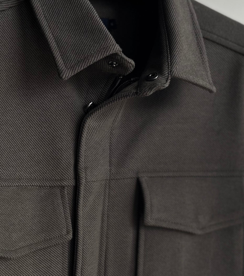 Twill Knit Jacket in Dark Green