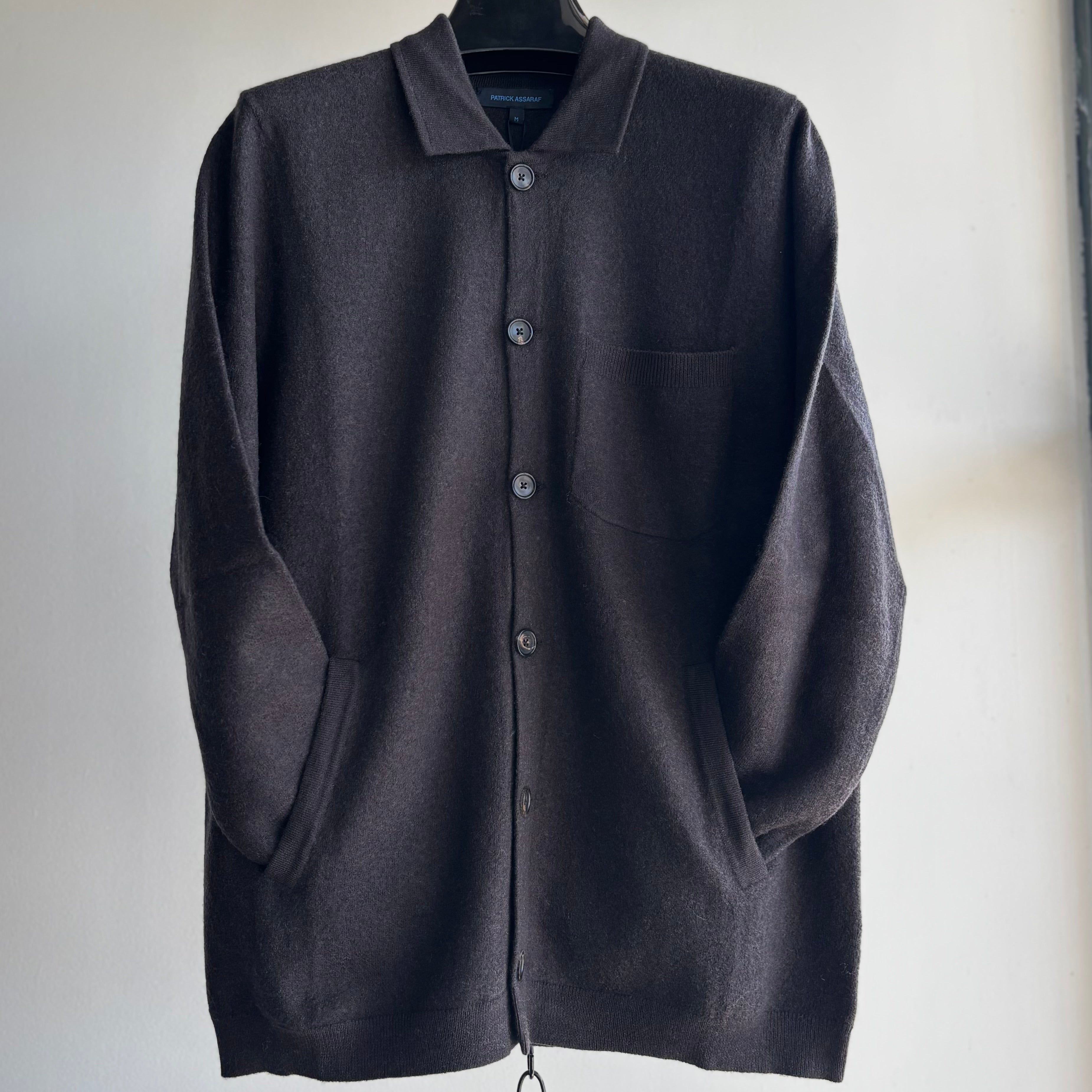 Merino Boiled Wool Button Jacket in Brownie