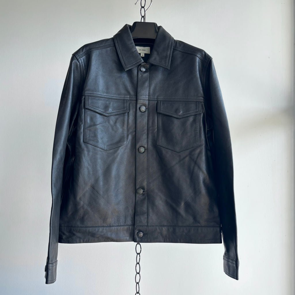 Vaughn Leather Jacket in Obsidian