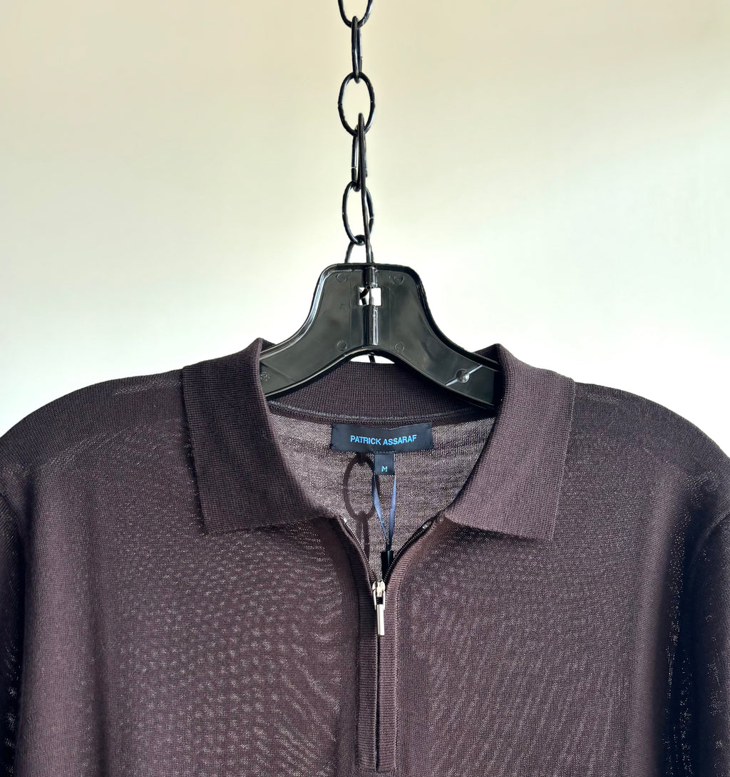 Merino 1/4 Zip Polo in Walnut