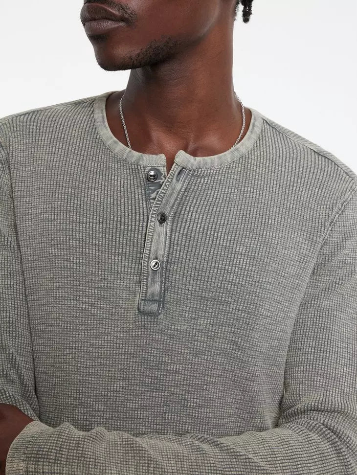 Memphis Waffle Henley in Grey Heather