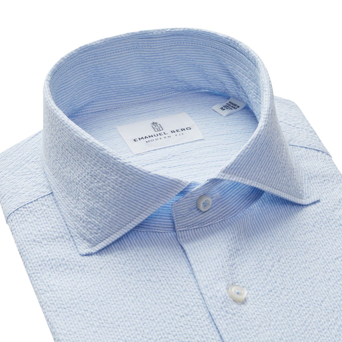 Textured Seersucker Shirt in Light Blue
