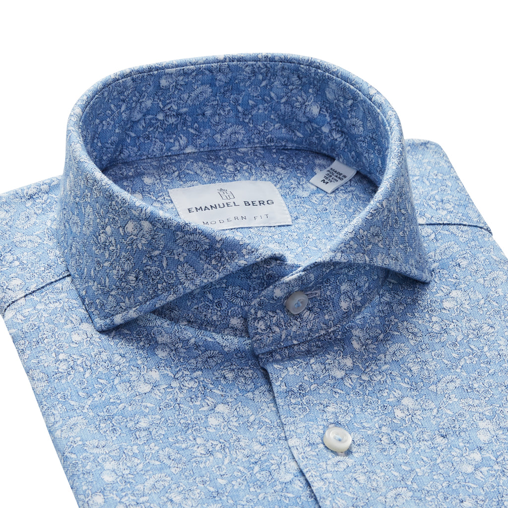 Jersey Stretch Dress Shirt in Blue Floral
