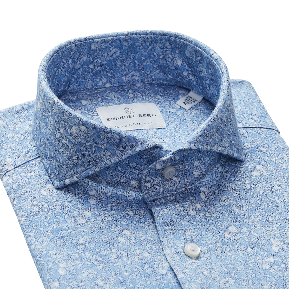 Jersey Stretch Dress Shirt in Blue Floral