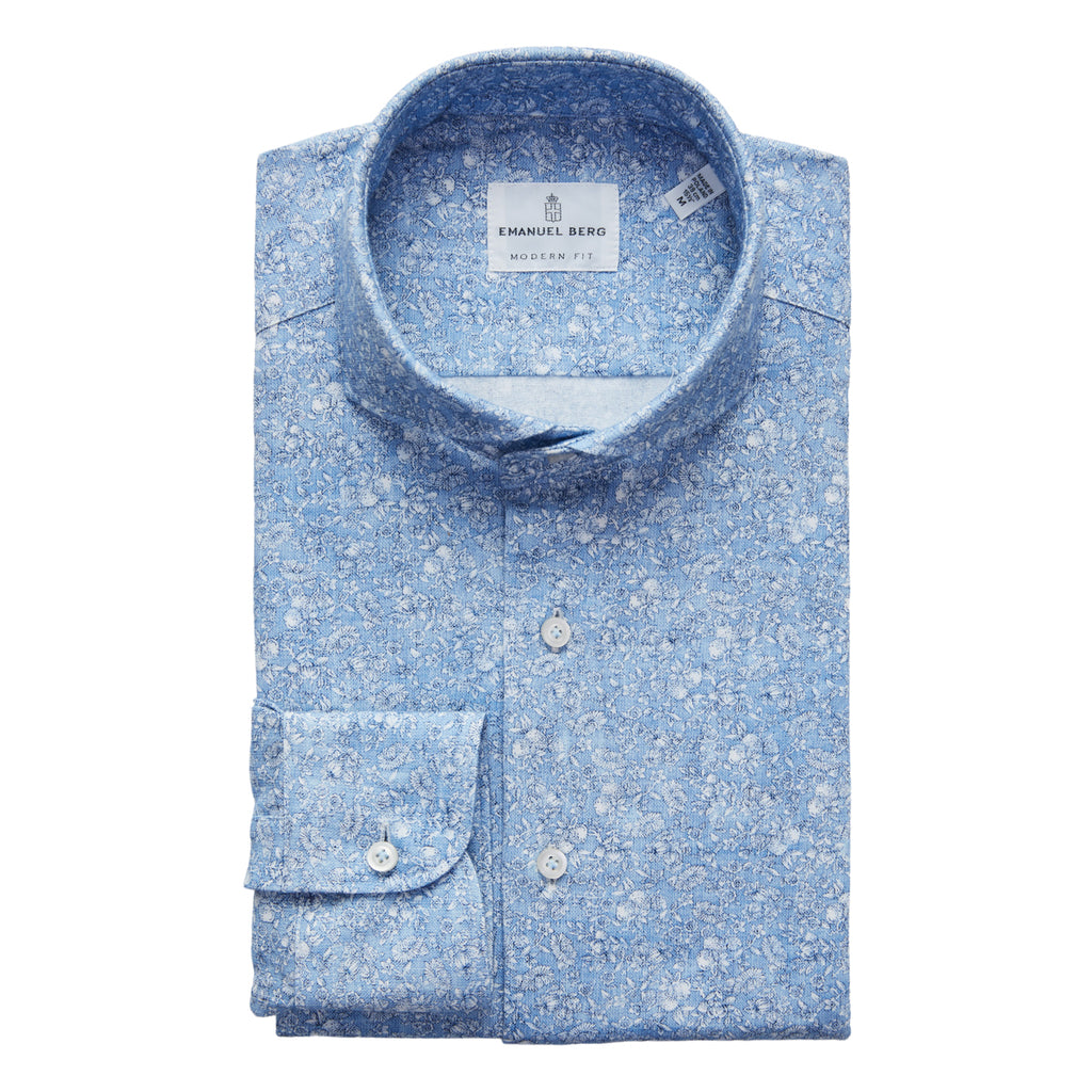 Jersey Stretch Dress Shirt in Blue Floral