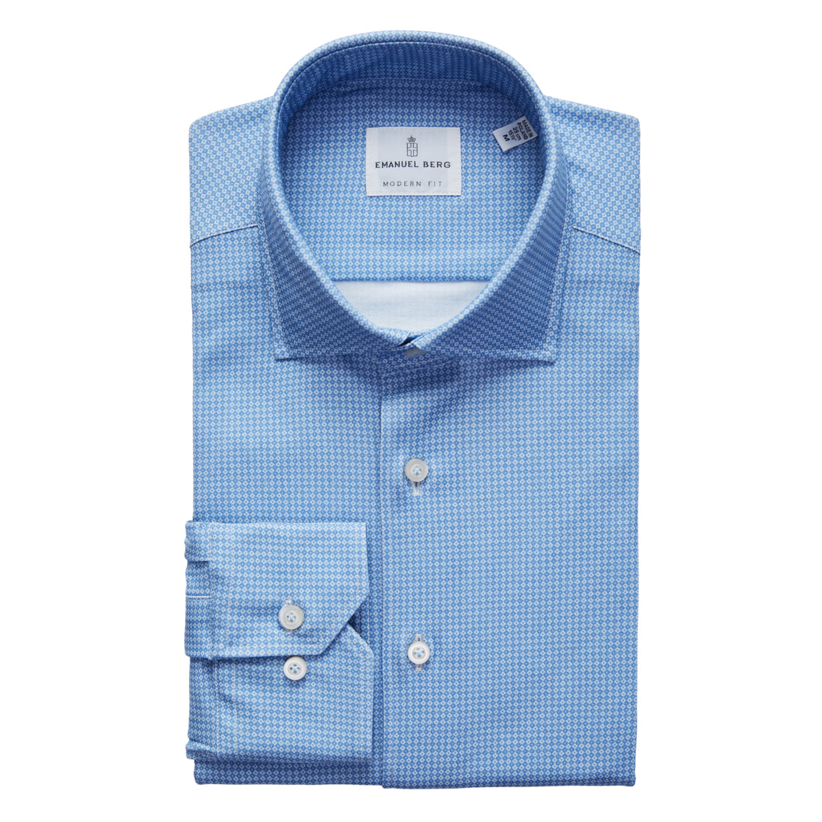 4-Flex Dress Shirt in Light Blue Geometric