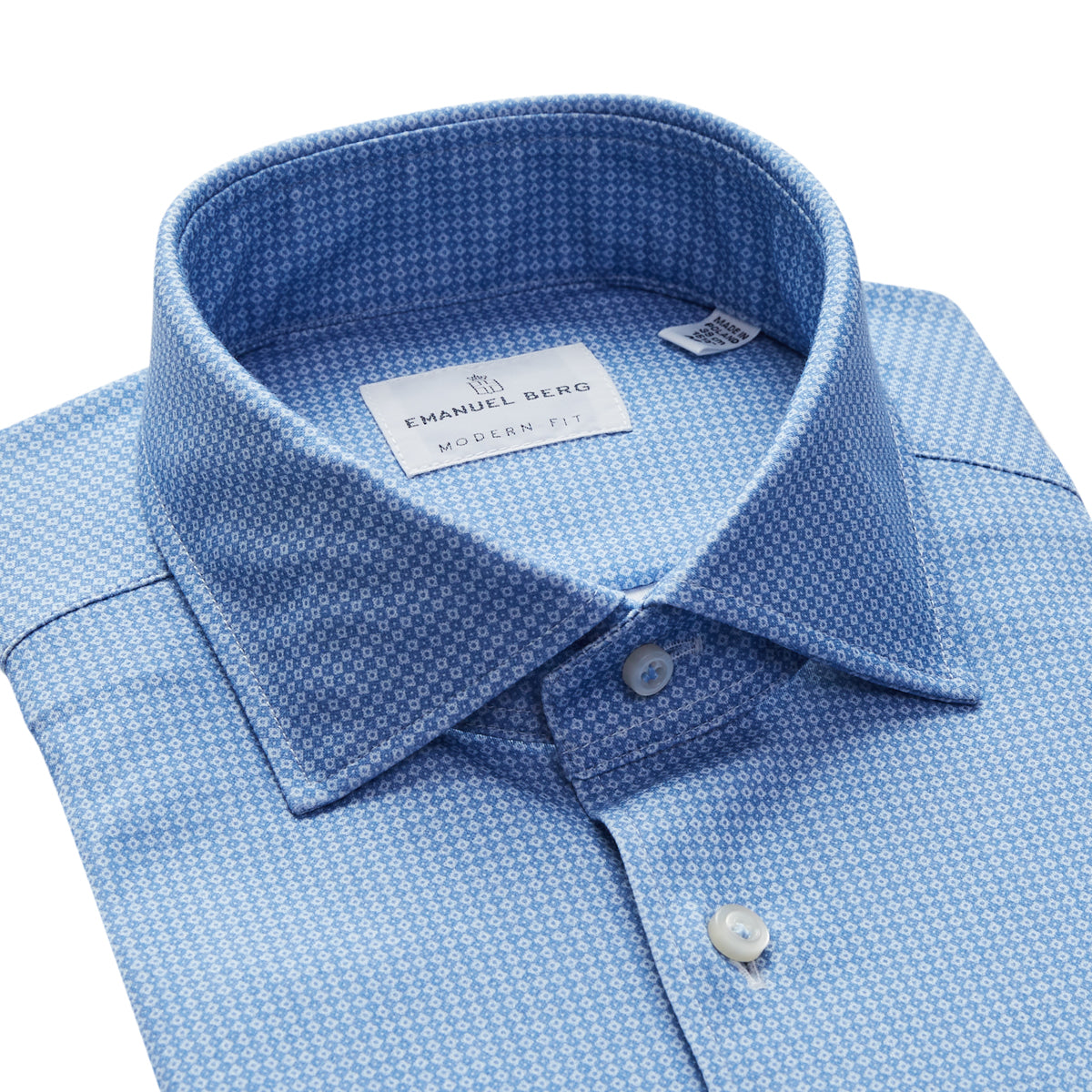 4-Flex Dress Shirt in Light Blue Geometric