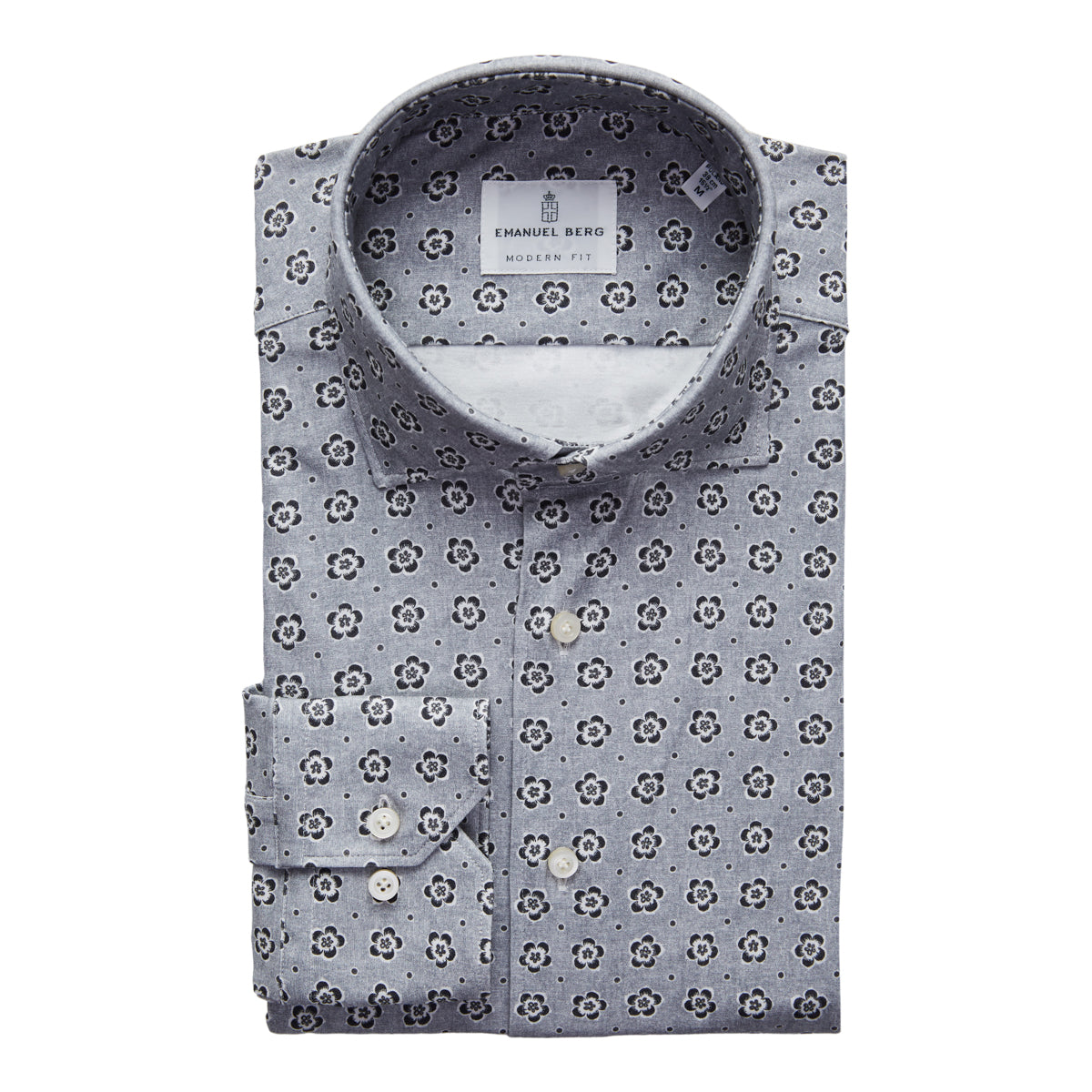 4-Flex Dress Shirt in Black/Grey Floral