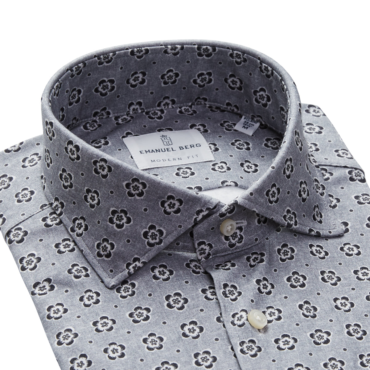 4-Flex Dress Shirt in Black/Grey Floral