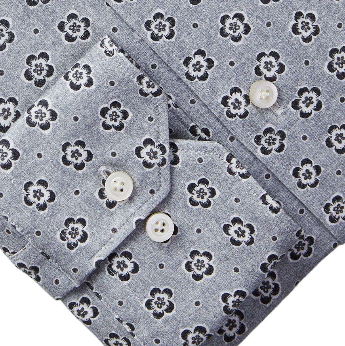 4-Flex Dress Shirt in Black/Grey Floral